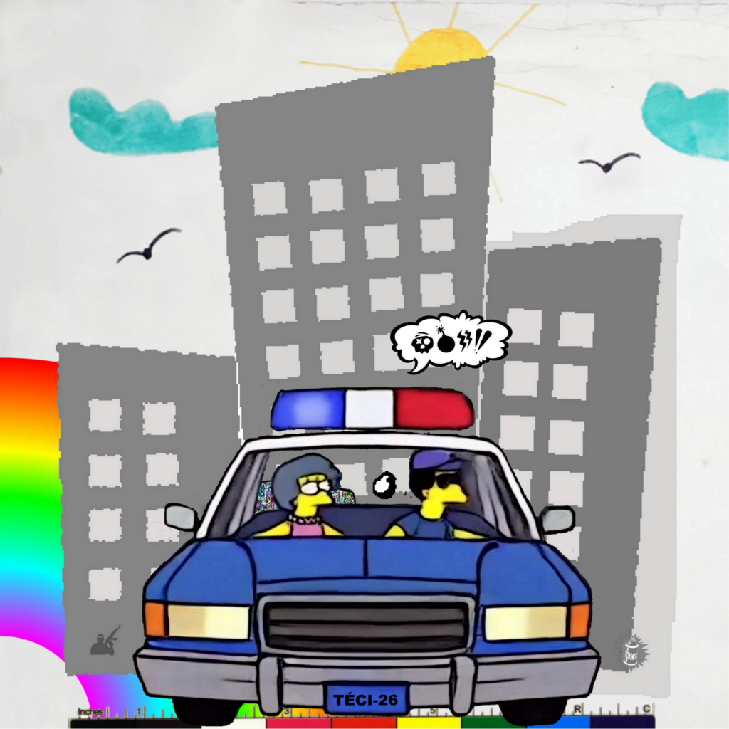 Téci p. 06 - rainbow & Marge Simpson in a police car